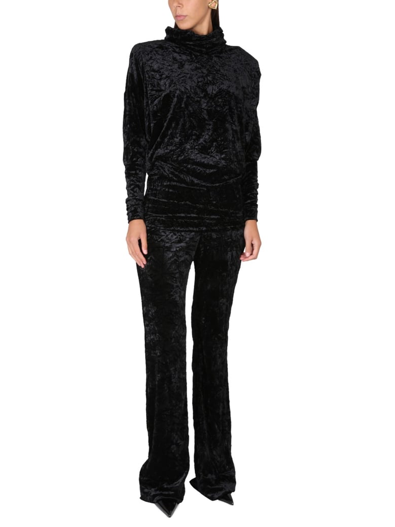 velvet turtleneck top by Selfnex