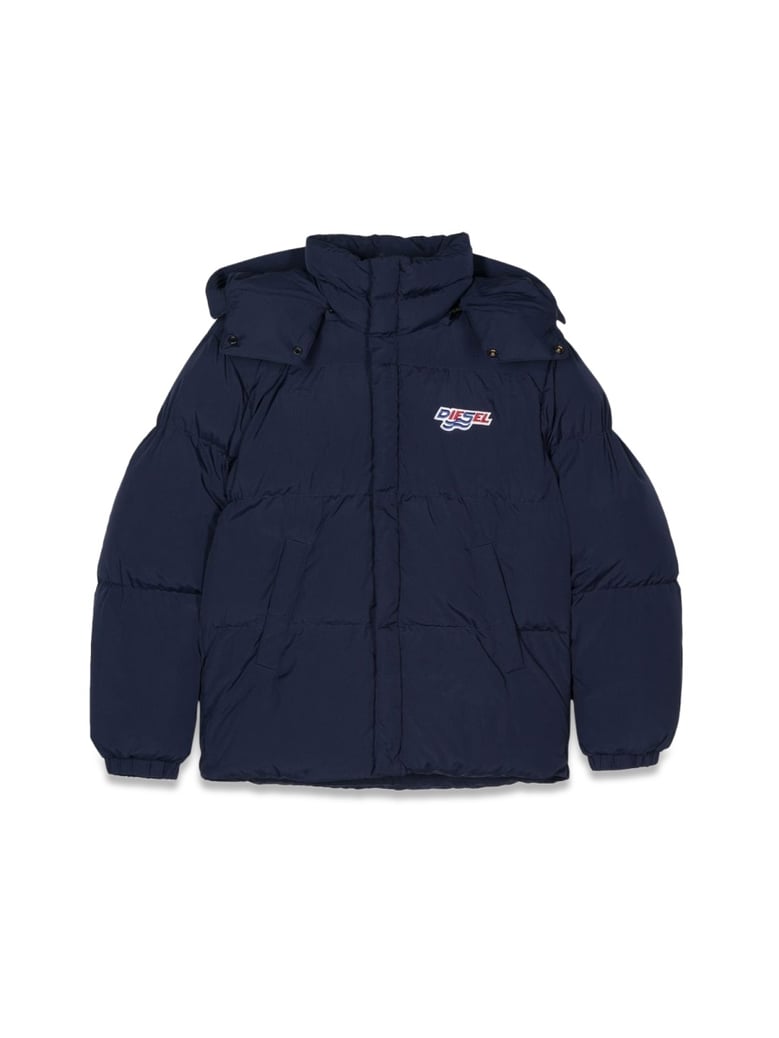 padded down jacket with hood - blue by Selfnex