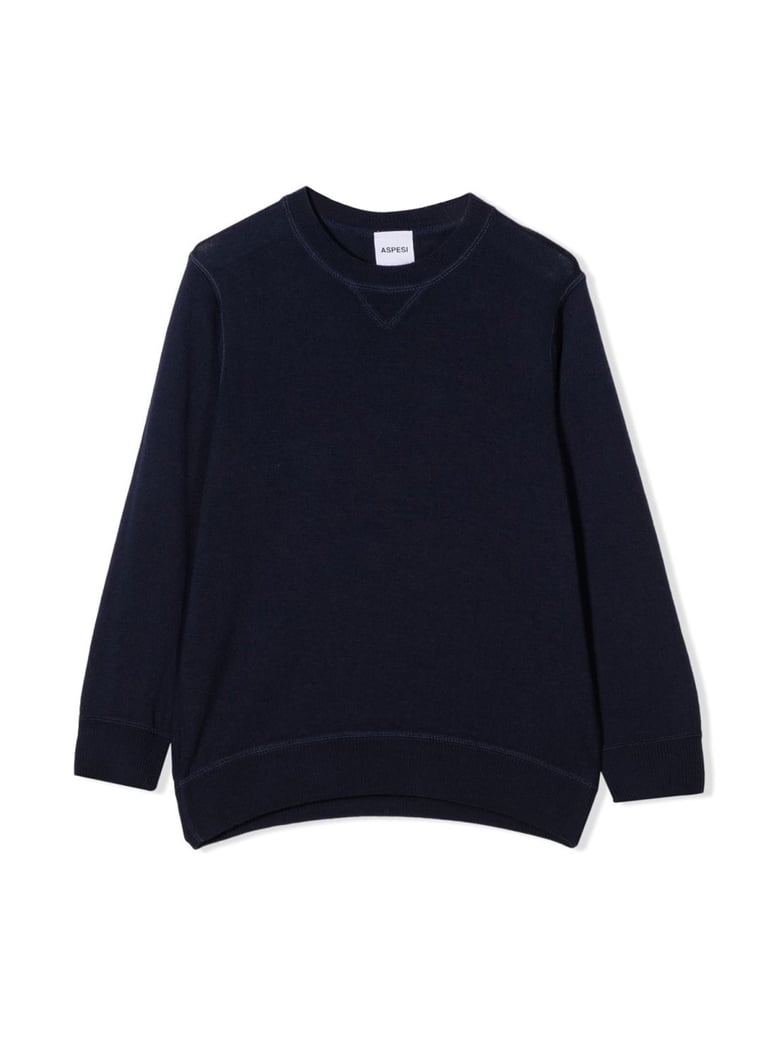 crew neck wool sweater blue by Selfnex