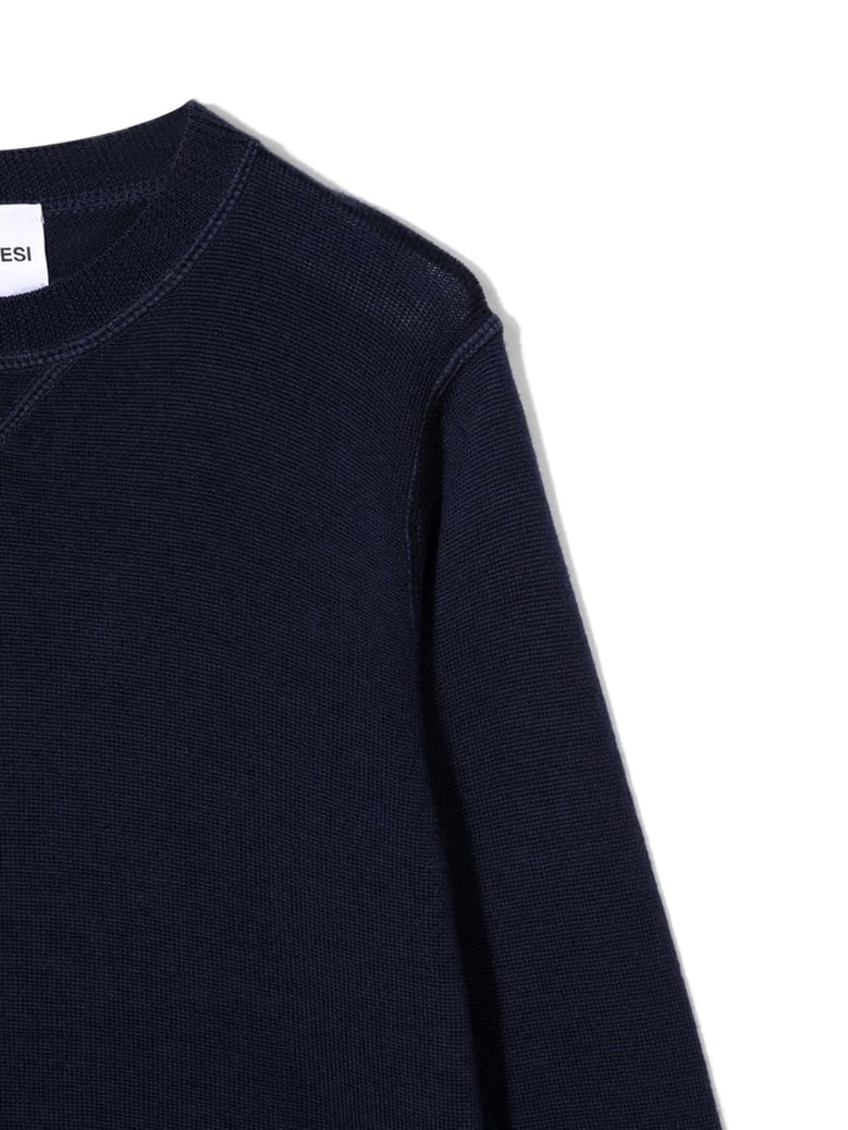 crew neck wool sweater blue by Selfnex