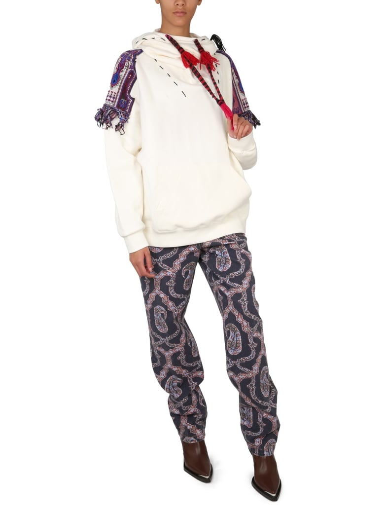 paisley denim pants by Selfnex