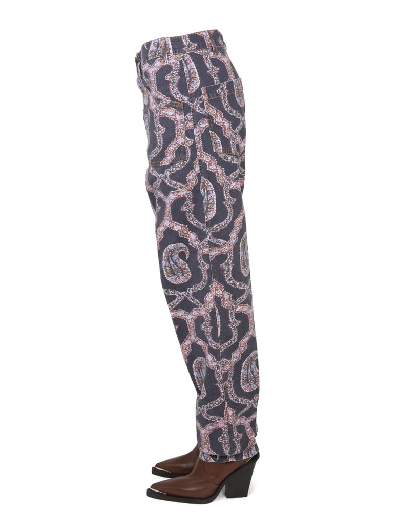 paisley denim pants by Selfnex