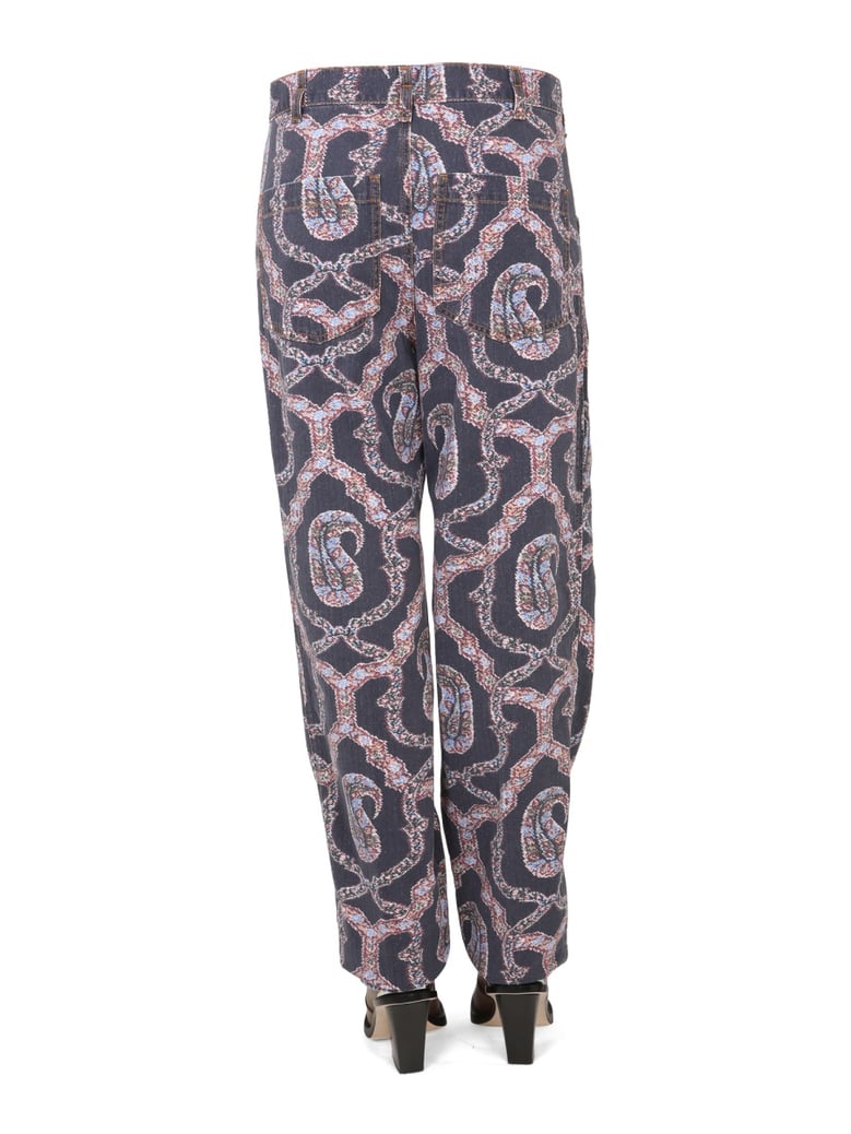 paisley denim pants by Selfnex