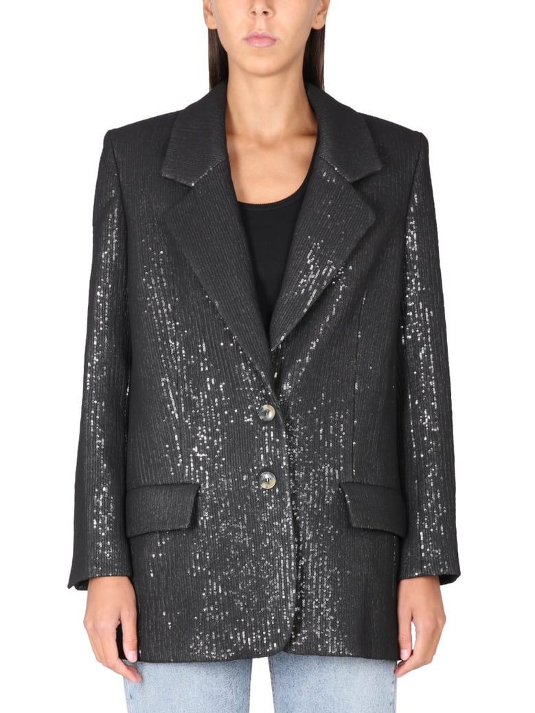 black blazer with notched lapels by Selfnex