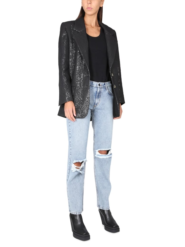 black blazer with notched lapels by Selfnex