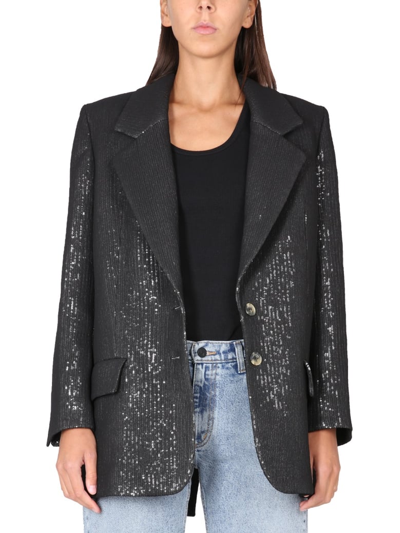 black blazer with notched lapels by Selfnex