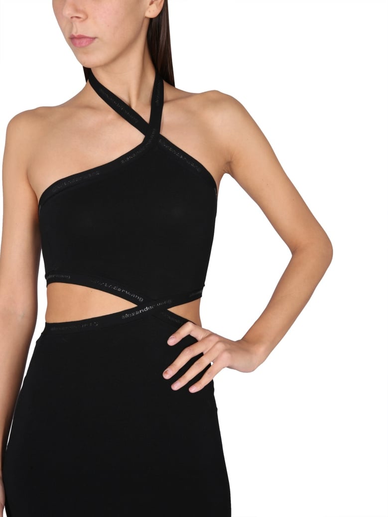 asymmetrical neckline dress by Selfnex