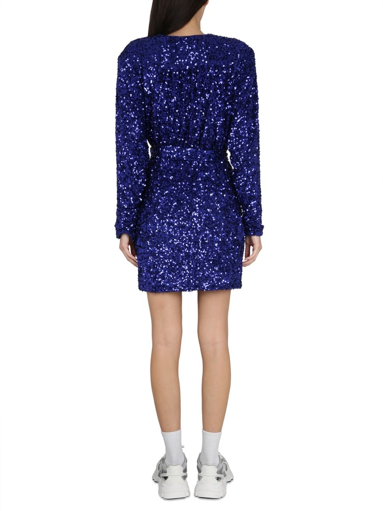 sequined blue dress with v-neck by Selfnex