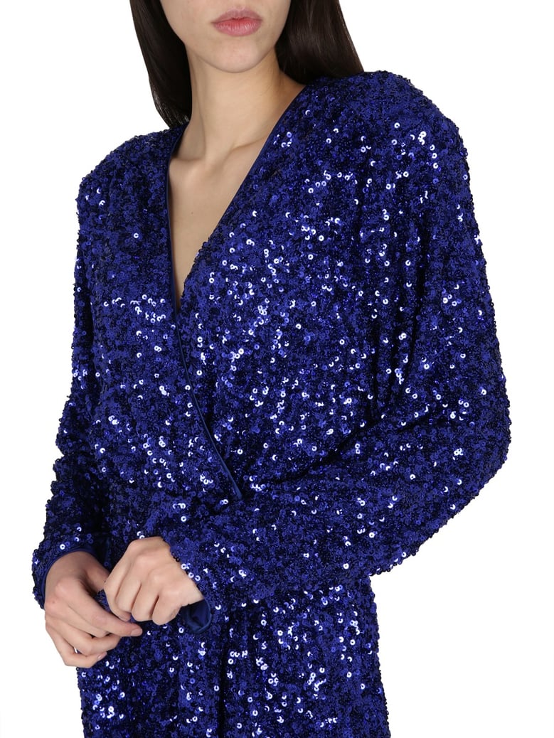 sequined blue dress with v-neck by Selfnex