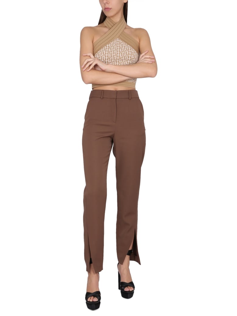 wool pants with zipper closure by Selfnex
