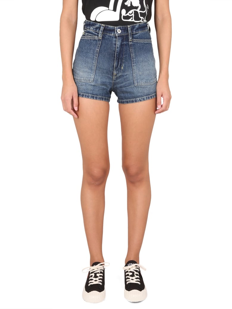 denim shorts with button and zipper closure by Selfnex