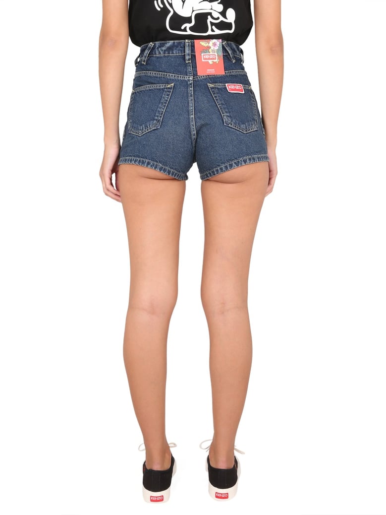 denim shorts with button and zipper closure by Selfnex