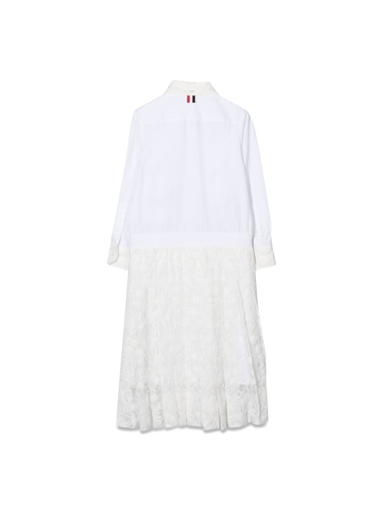 shirtdress pleated hem white by Selfnex