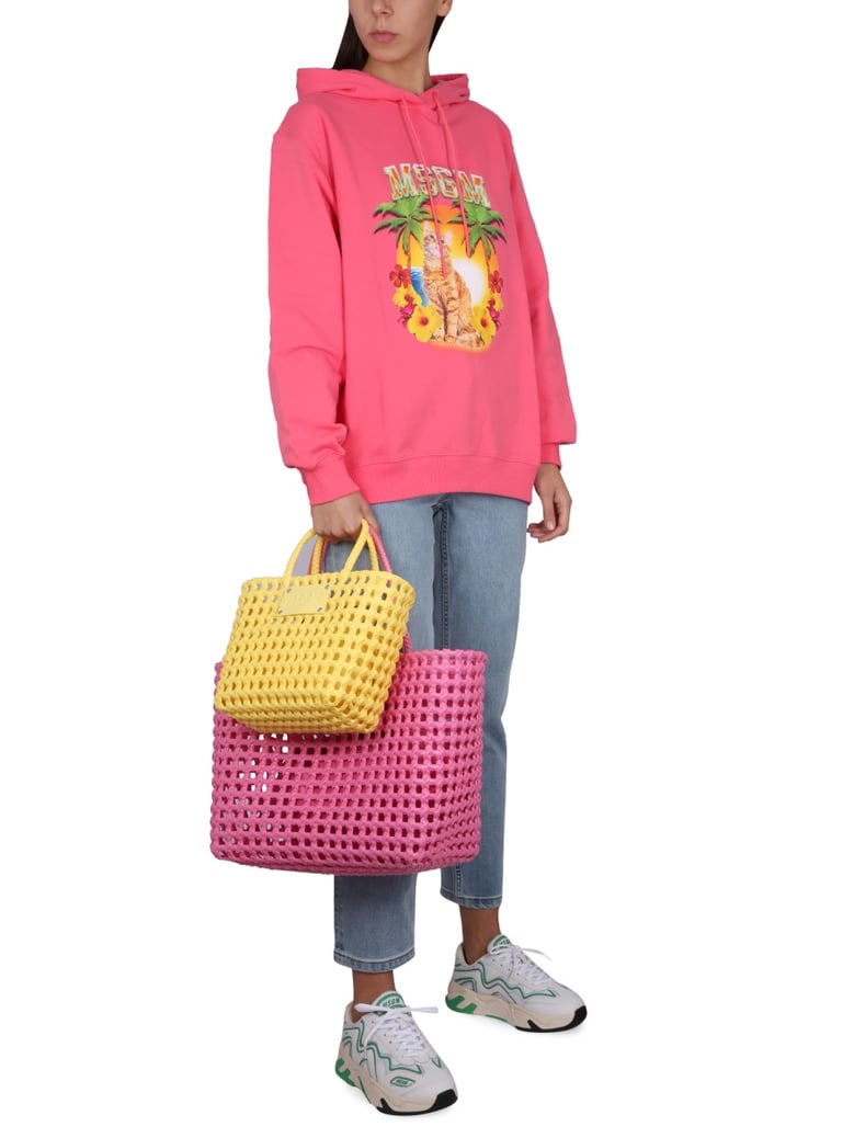 sweatshirt with logo fuchsia by Selfnex