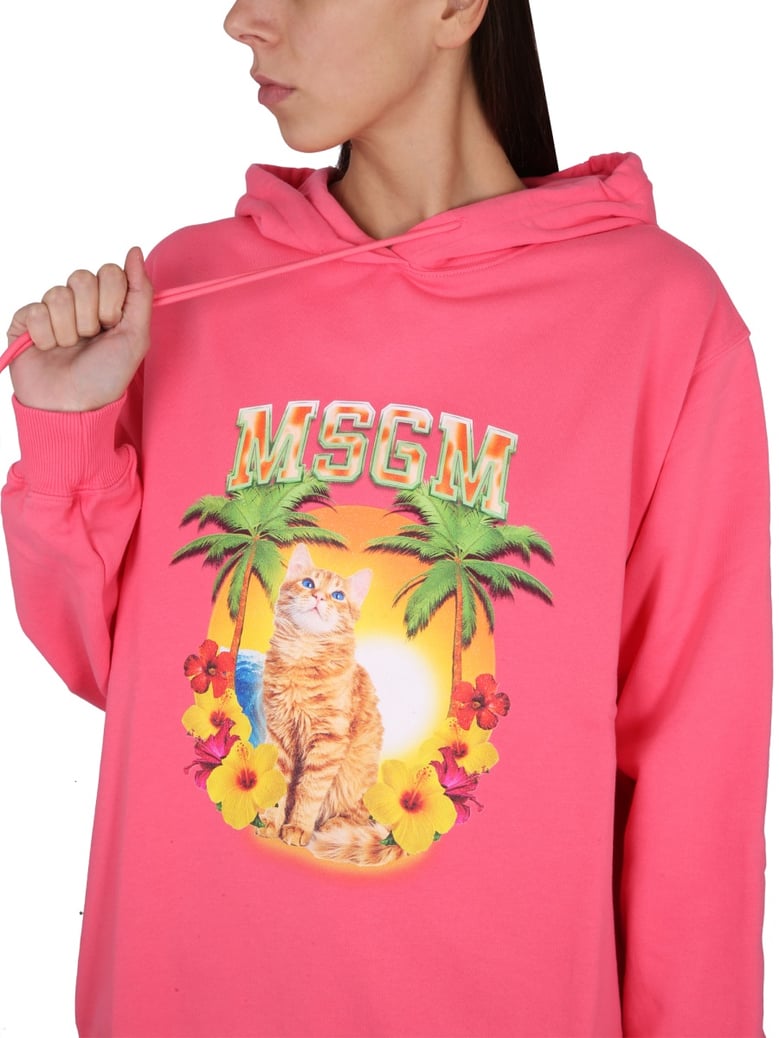 sweatshirt with logo fuchsia by Selfnex