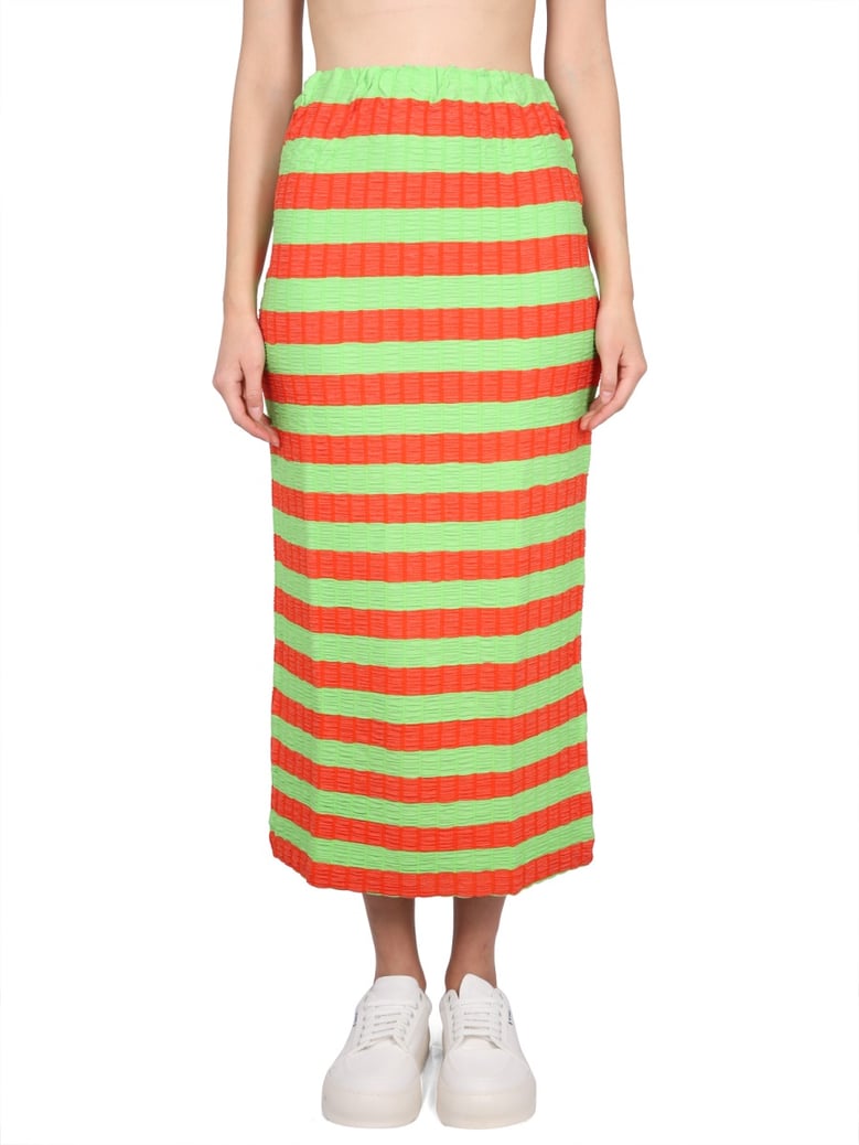 striped skirt with elastic waistband by Selfnex