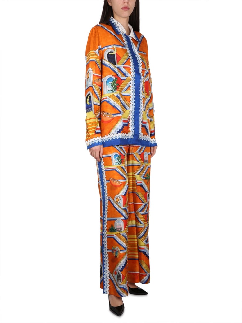 escalier print pants by Selfnex