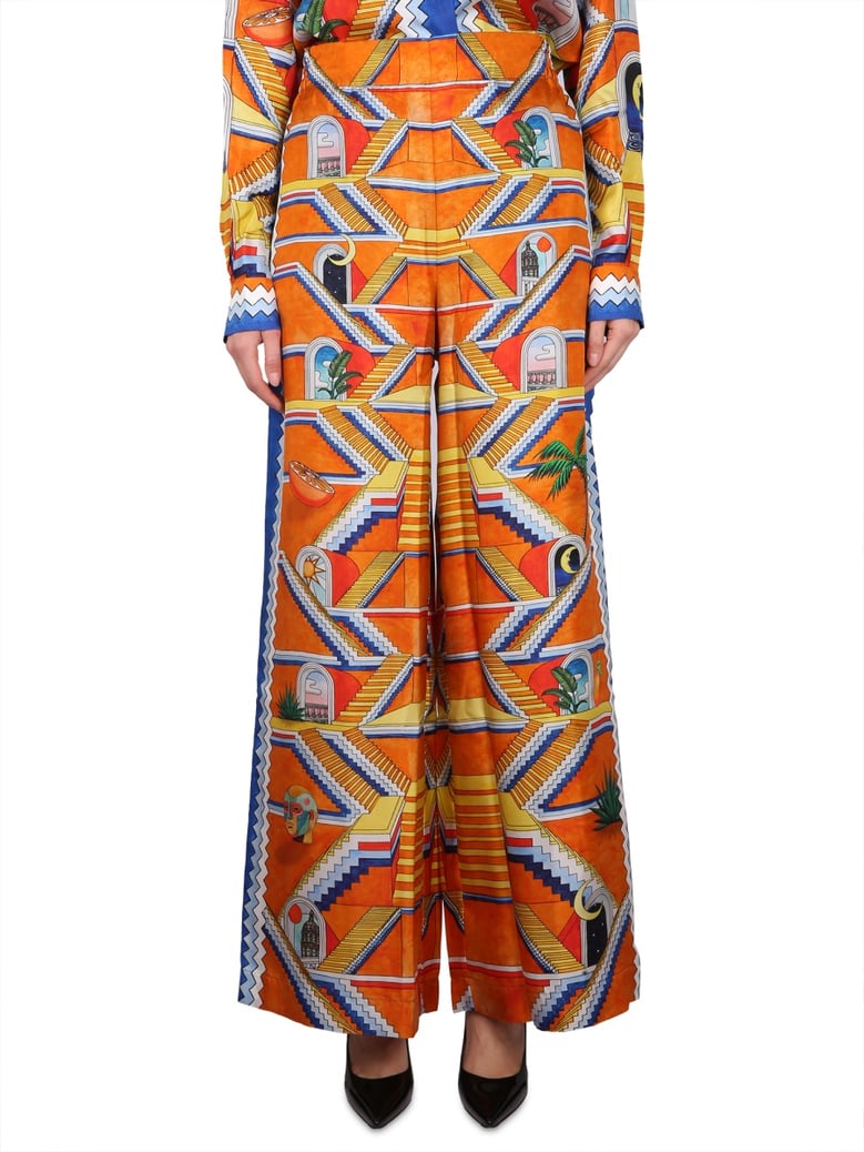 escalier print pants by Selfnex