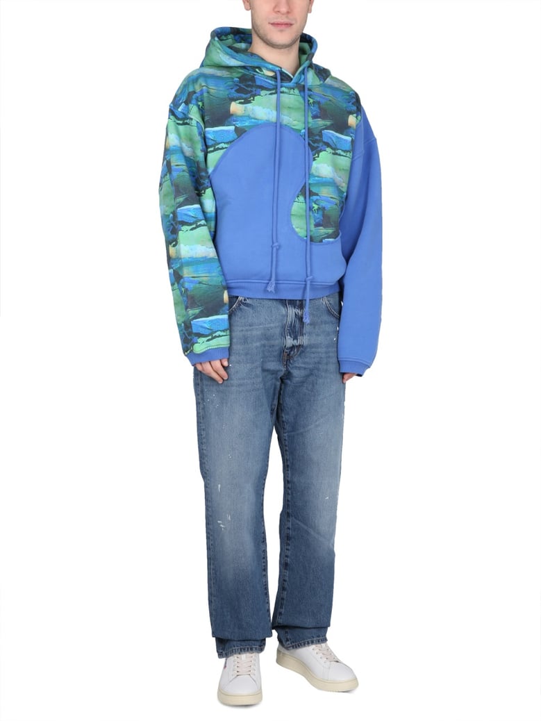 green printed sweatshirt with hood by Selfnex