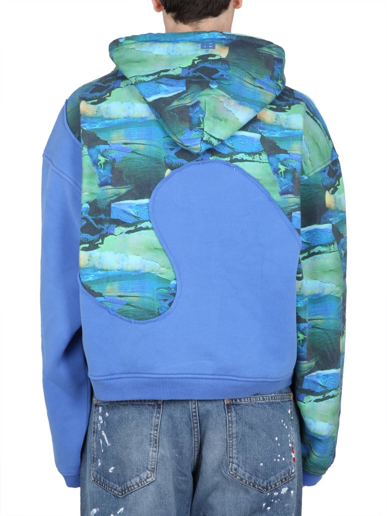 green printed sweatshirt with hood by Selfnex