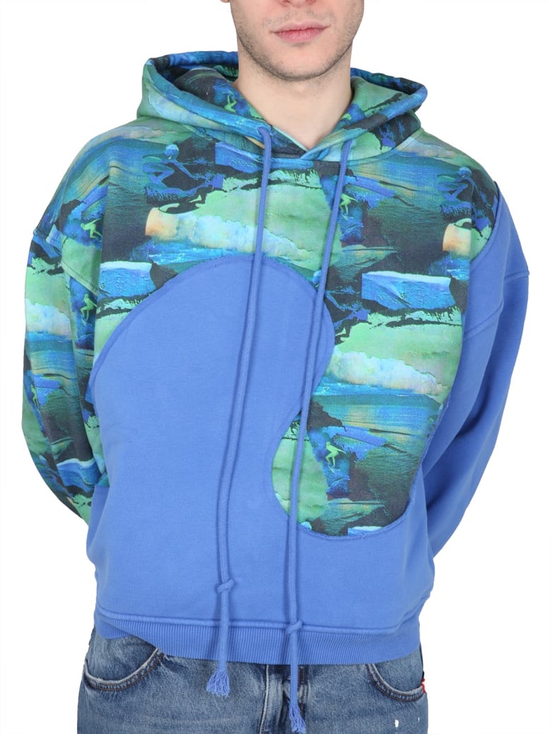 green printed sweatshirt with hood by Selfnex