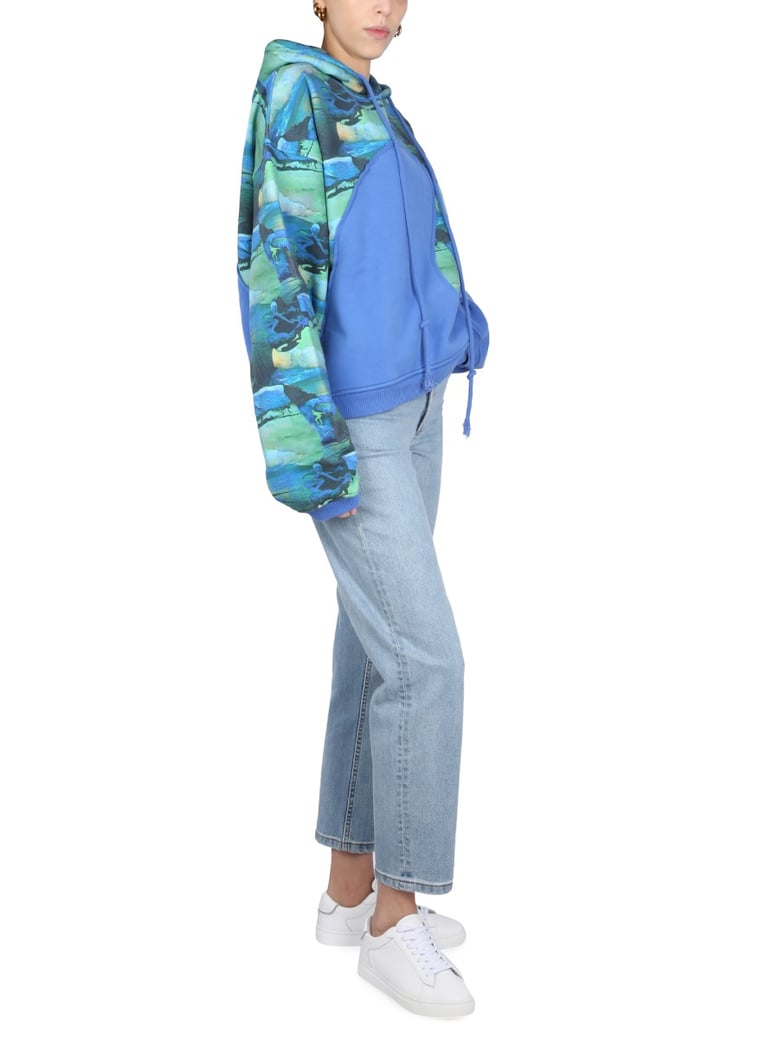 green printed sweatshirt with hood by Selfnex