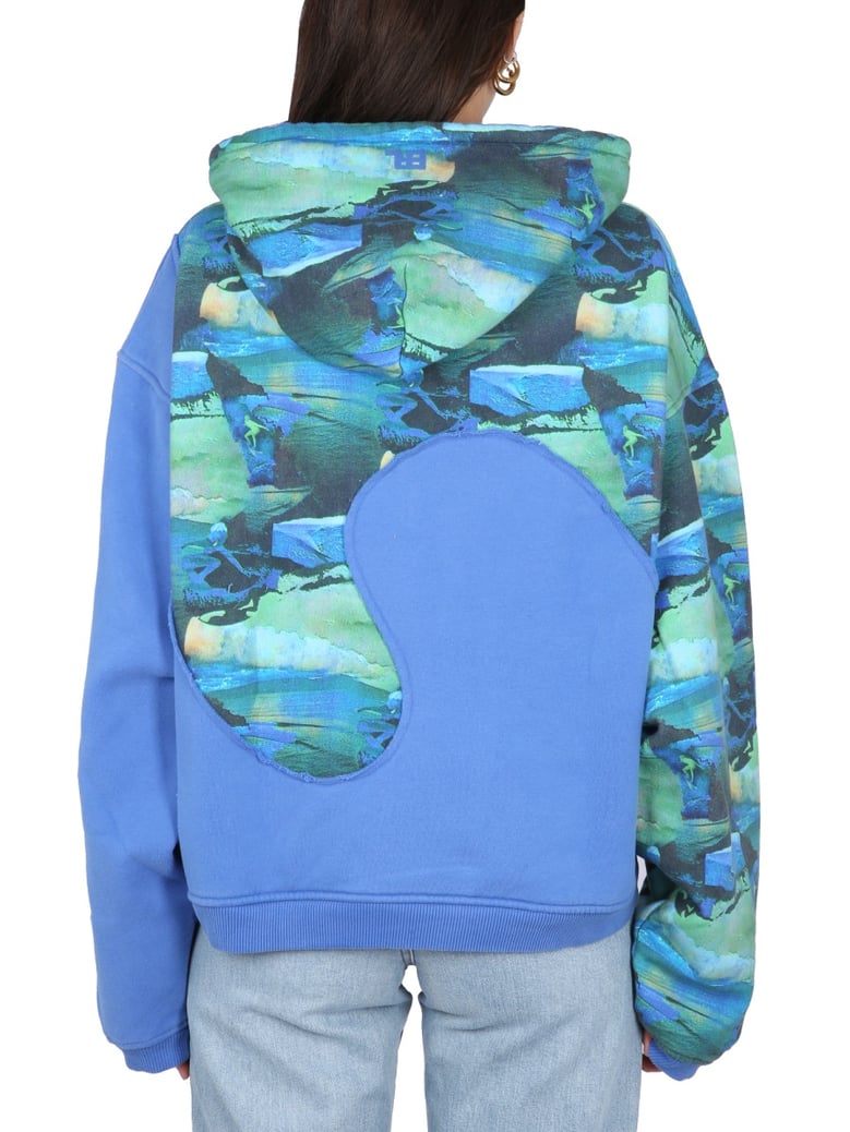 green printed sweatshirt with hood by Selfnex