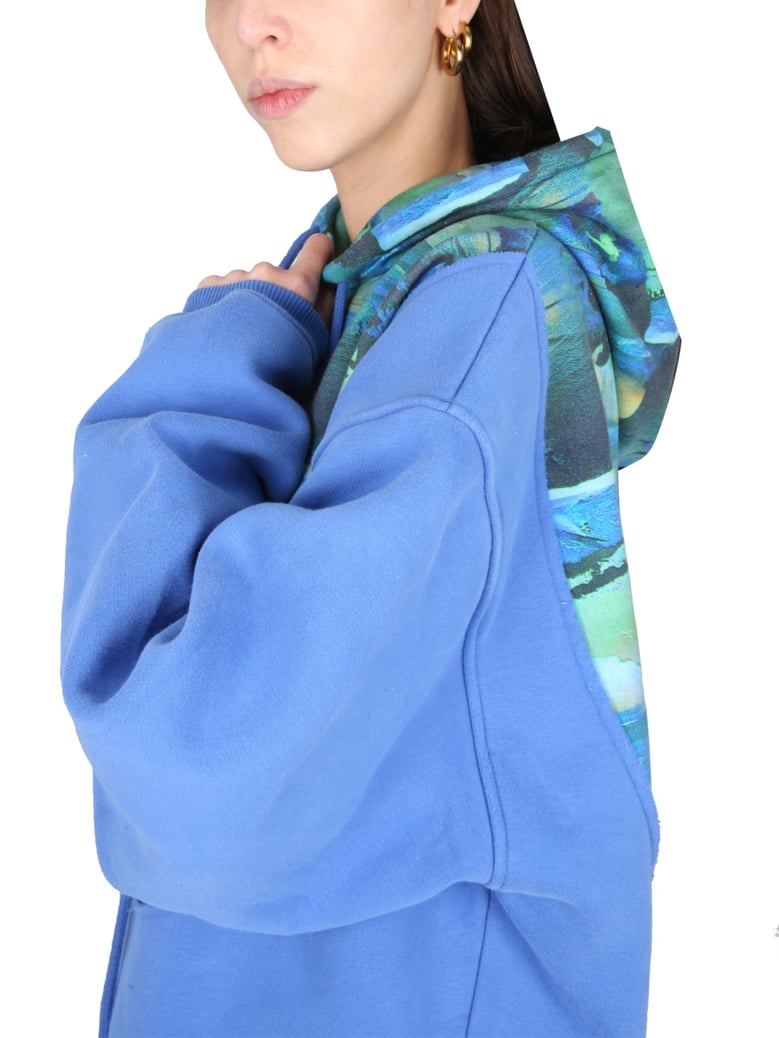 green printed sweatshirt with hood by Selfnex