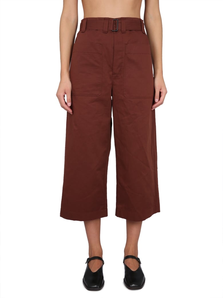 cropped pants with adjustable waist belt by Selfnex