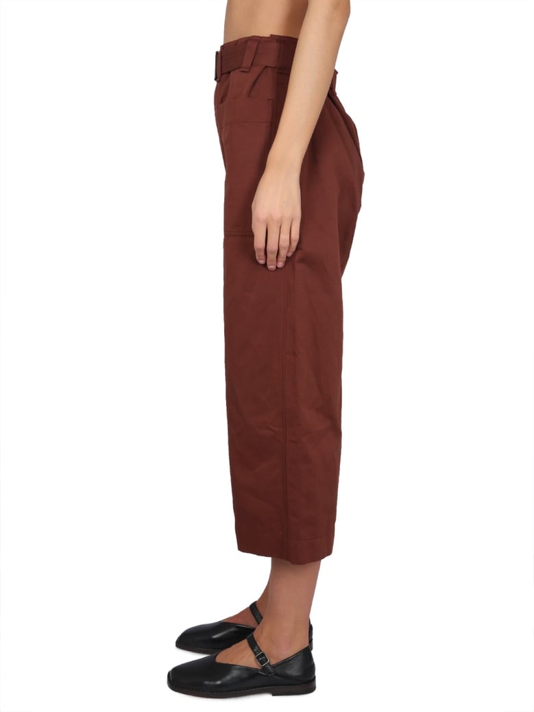 cropped pants with adjustable waist belt by Selfnex