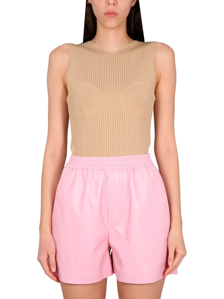 ribbed v-neck top by Selfnex