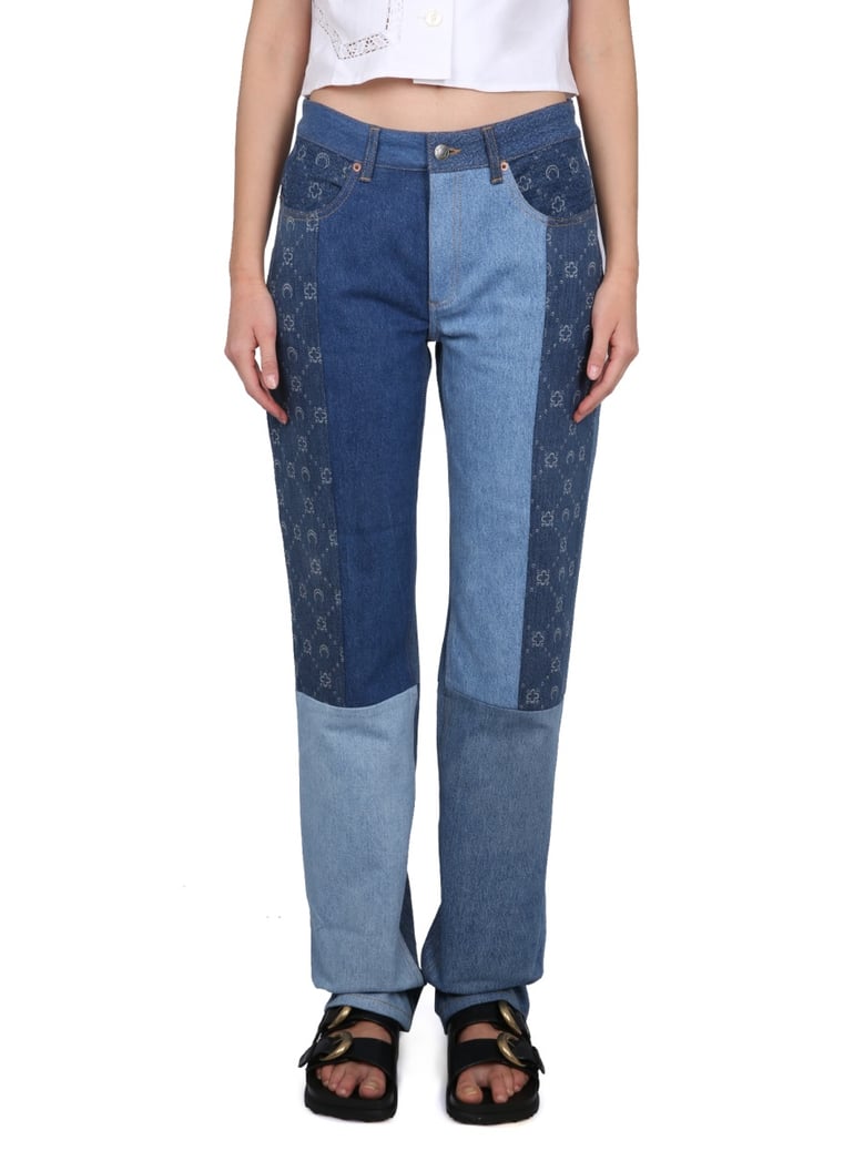 denim jeans with button closure by Selfnex