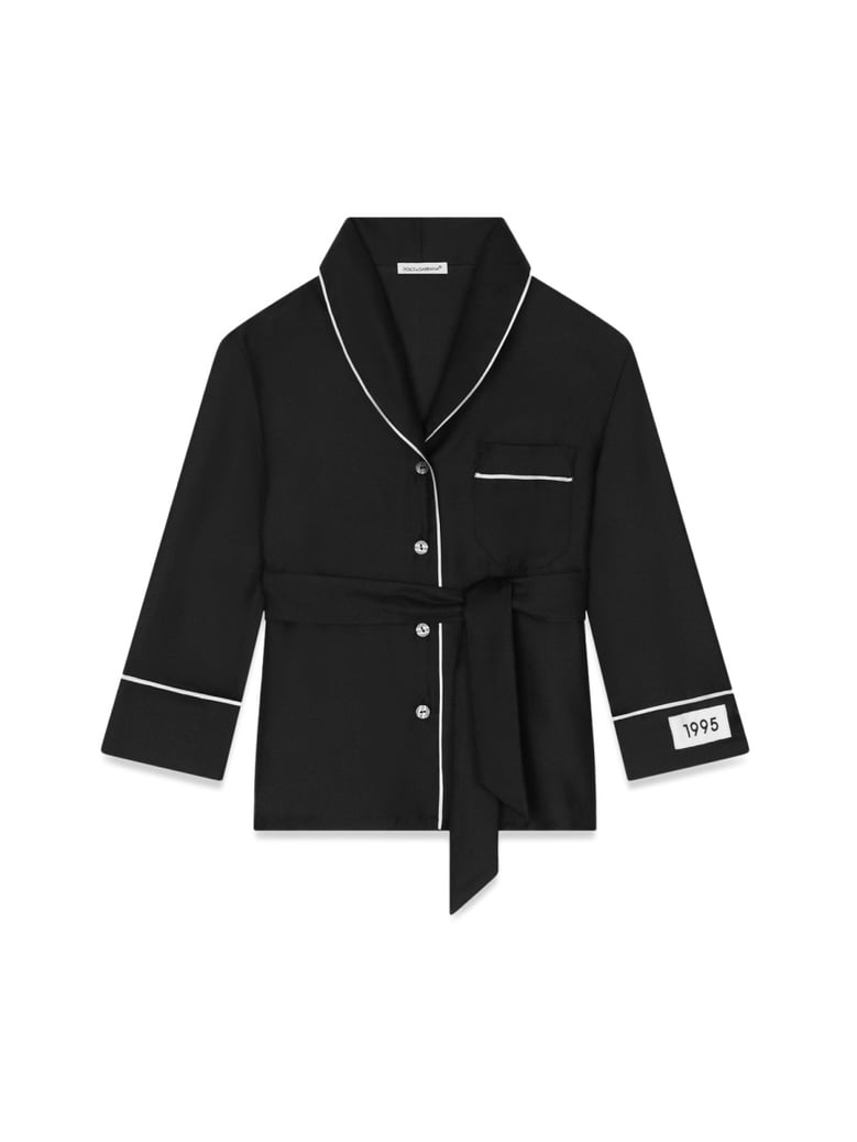 shirt robe with belt black silk by Selfnex