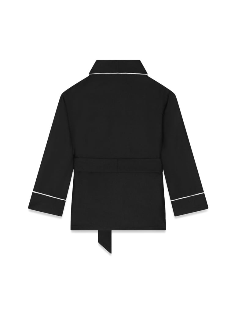 shirt robe with belt black silk by Selfnex