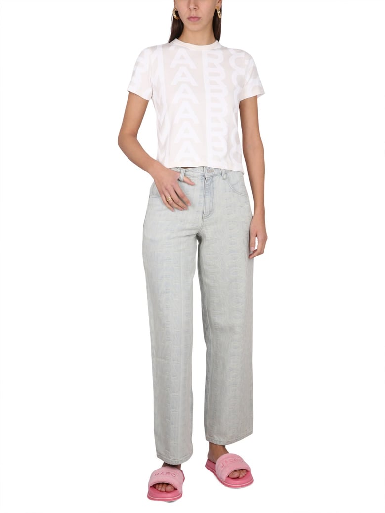 monogram denim jeans by Selfnex