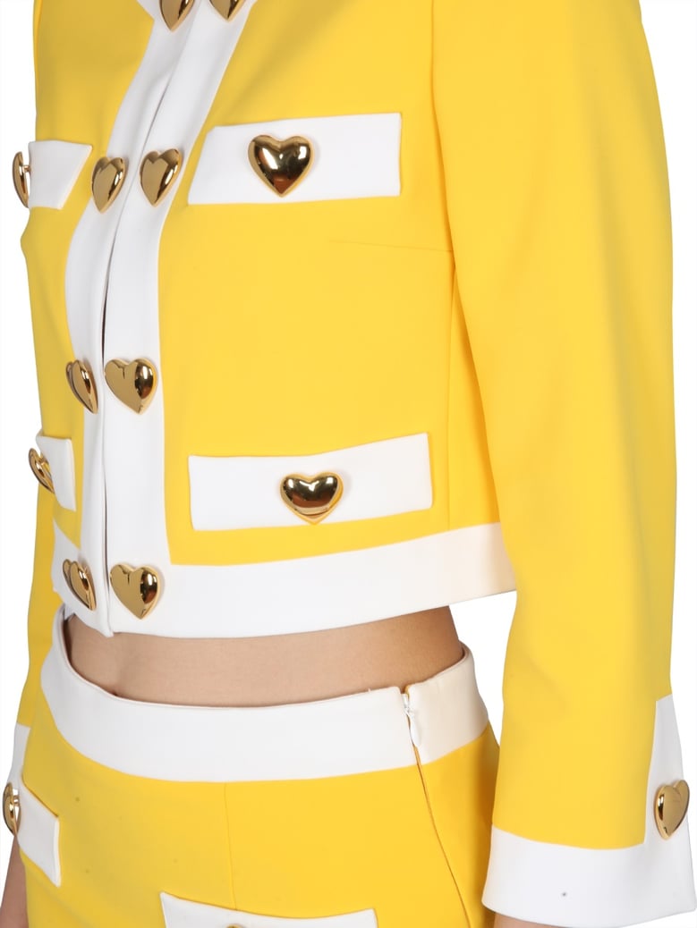 heart buttons crepe jacket by Selfnex