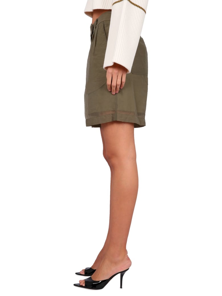 short transparent in military green by Selfnex