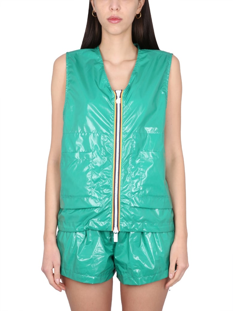 v-neck zipper closure waistcoat by Selfnex