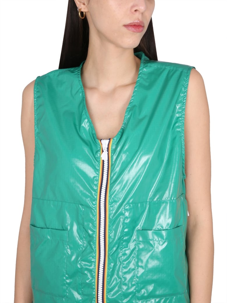 v-neck zipper closure waistcoat by Selfnex