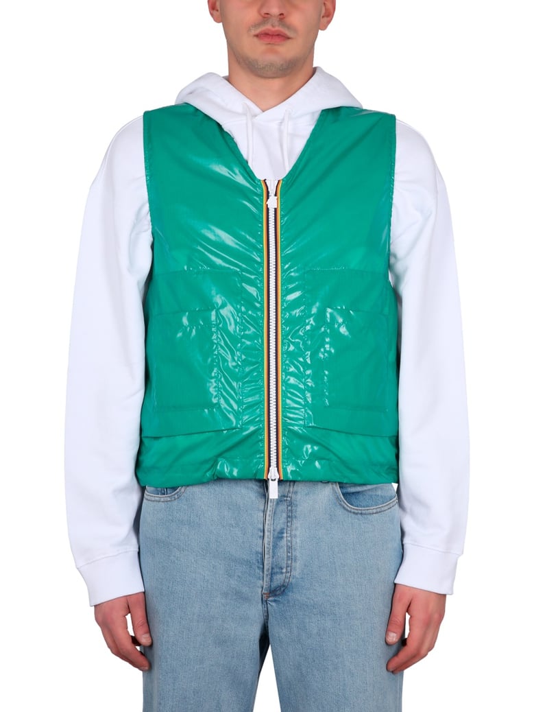 v-neck zipper closure waistcoat by Selfnex