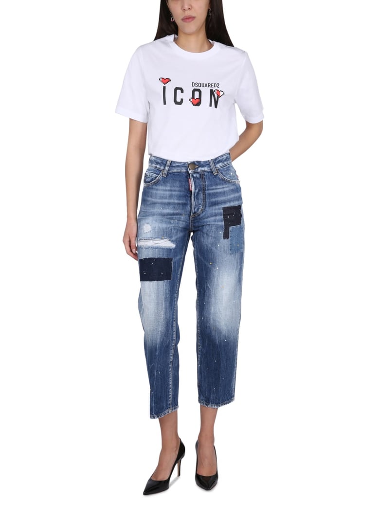 blue denim jeans with button closure by Selfnex