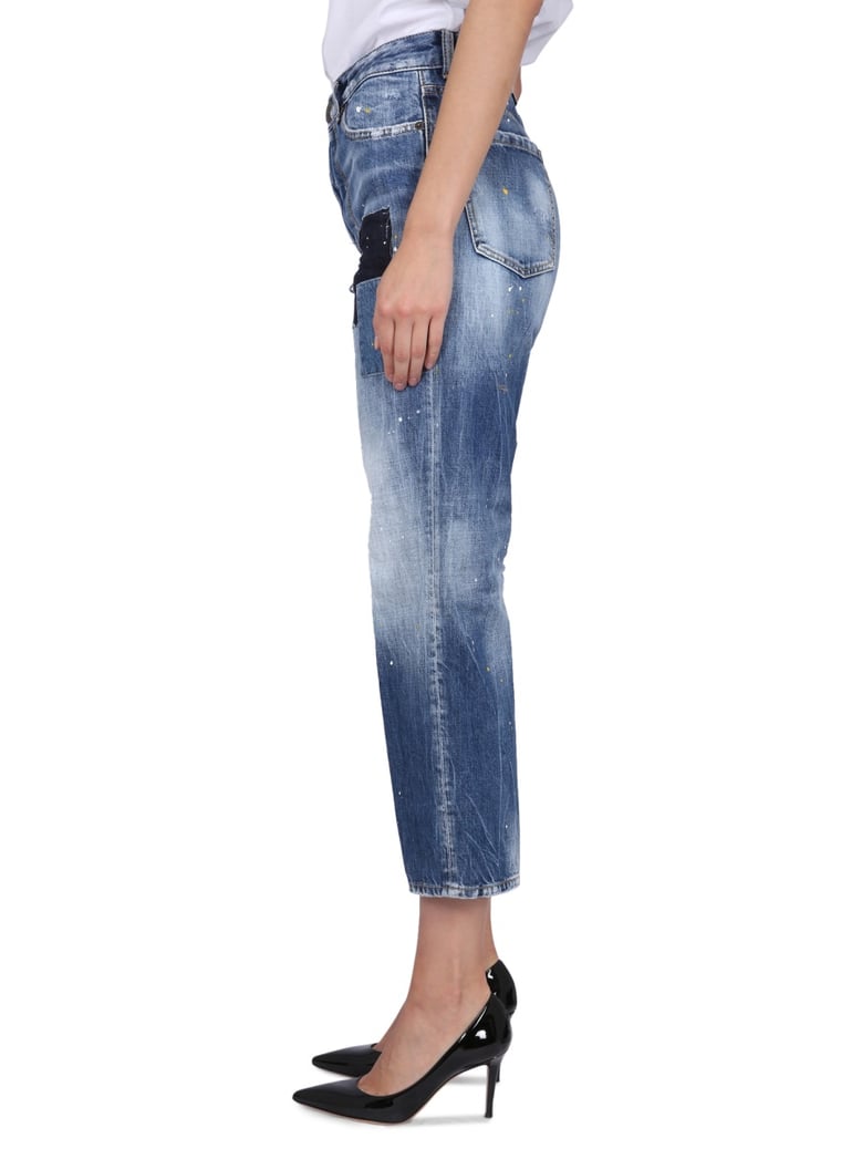 blue denim jeans with button closure by Selfnex