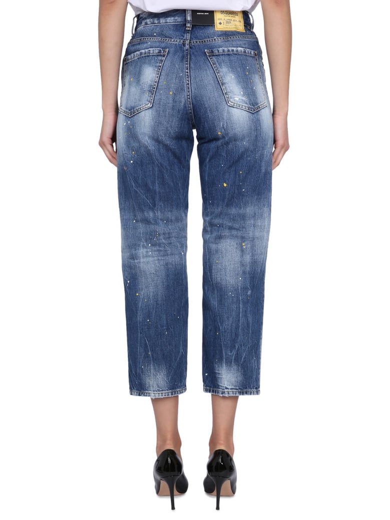 blue denim jeans with button closure by Selfnex