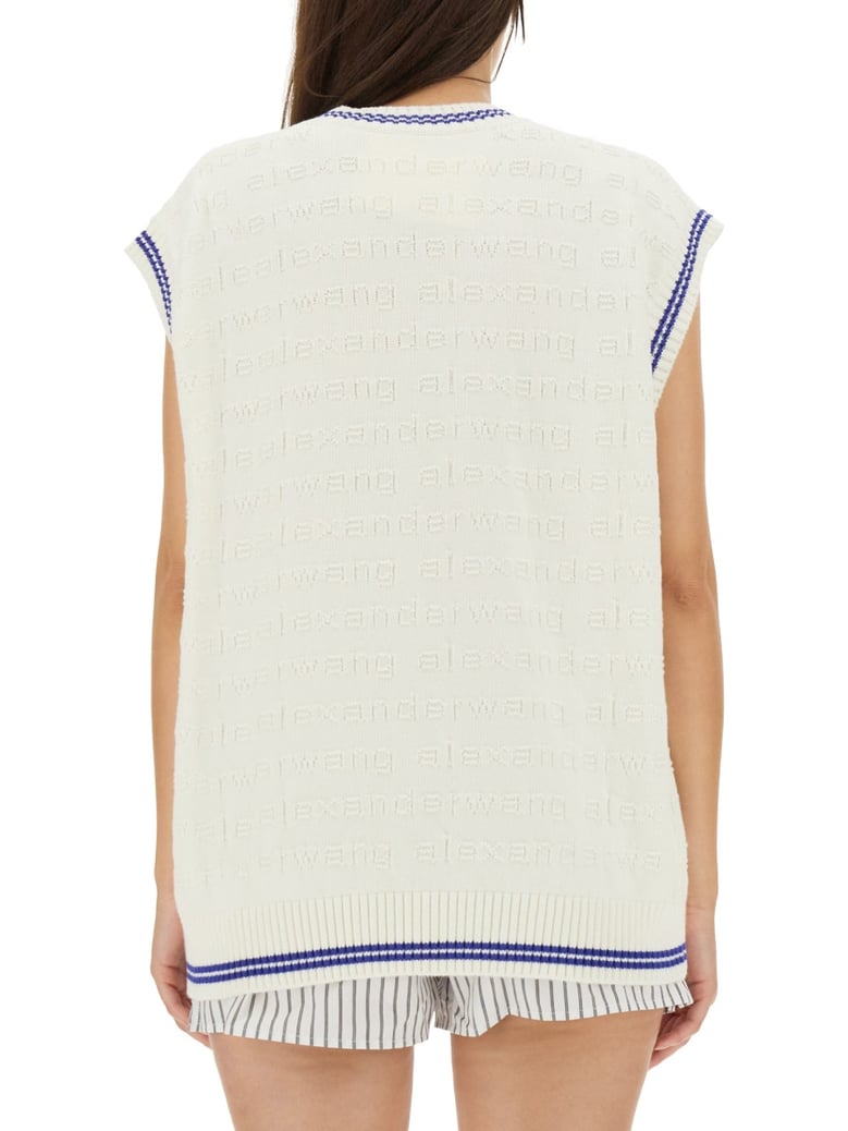 v-neck vest with ribbed edges by Selfnex