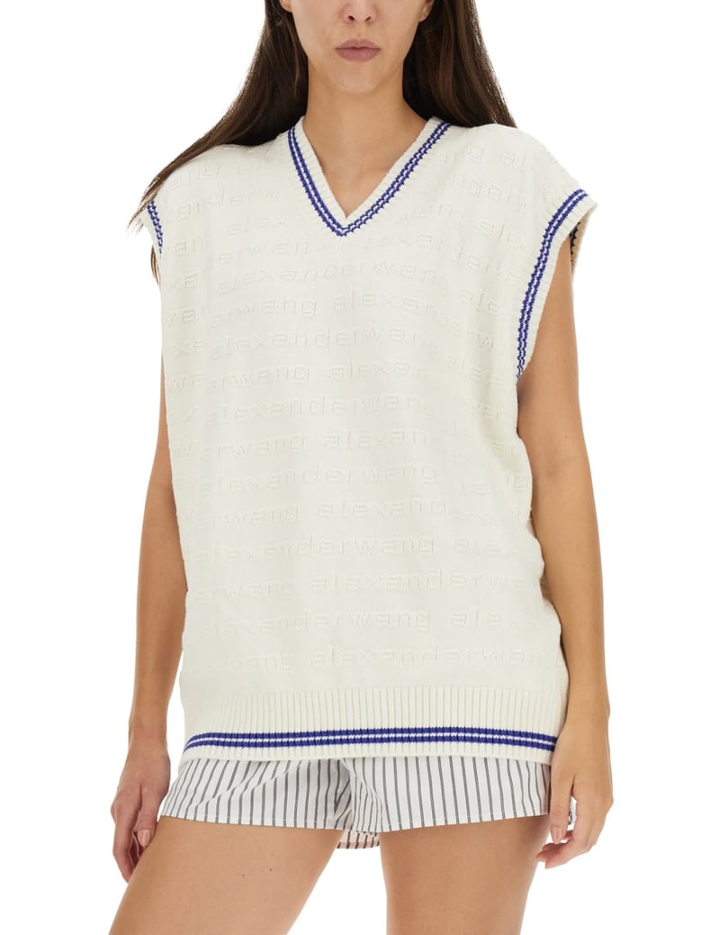 v-neck vest with ribbed edges by Selfnex