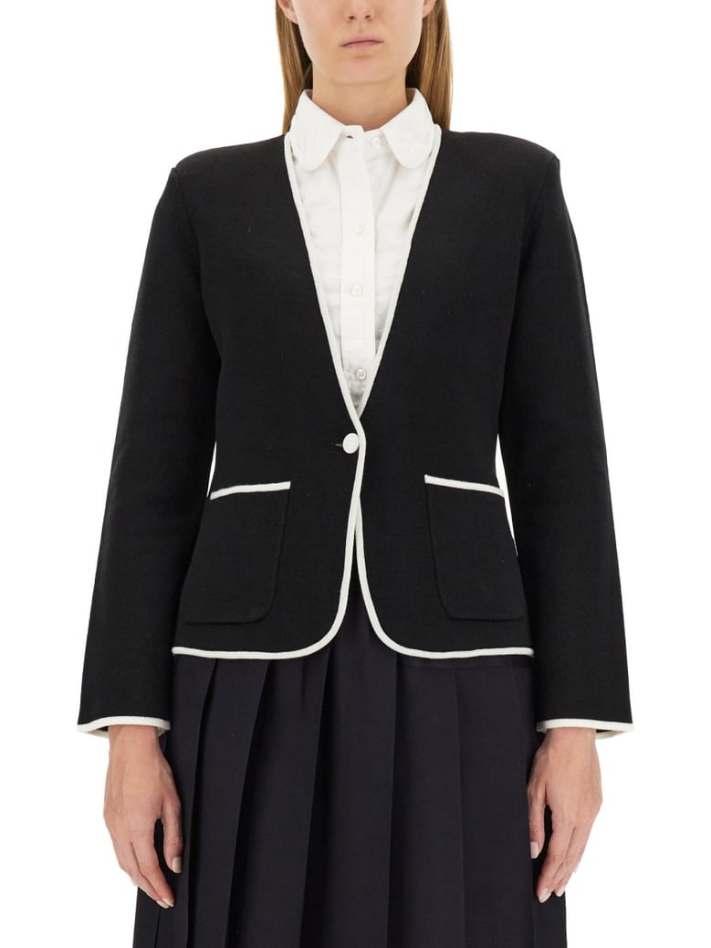 single-breasted collarless jacket by Selfnex