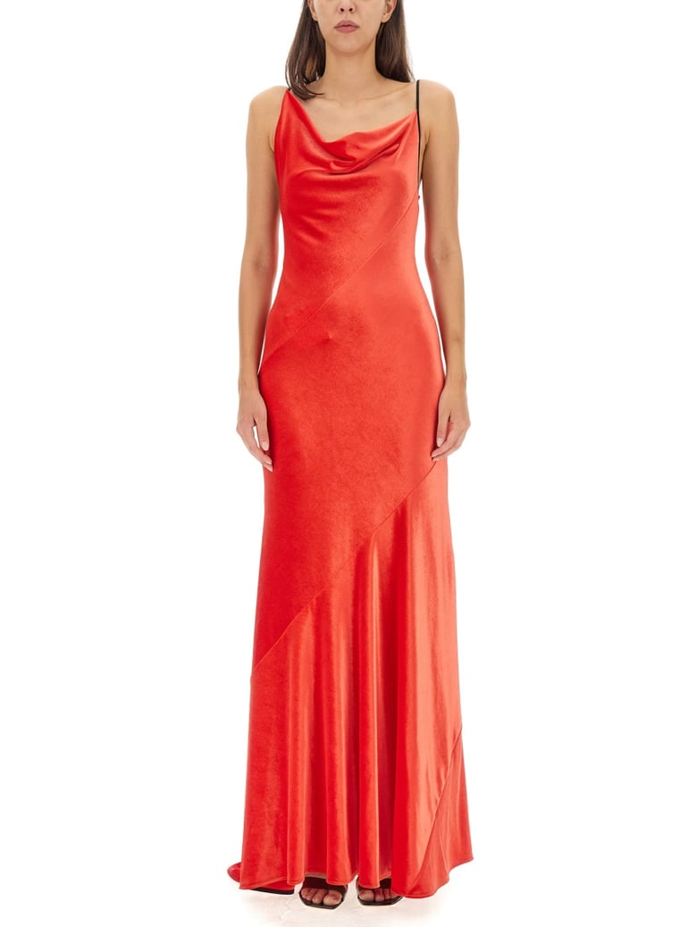 red long dress with thin straps by Selfnex