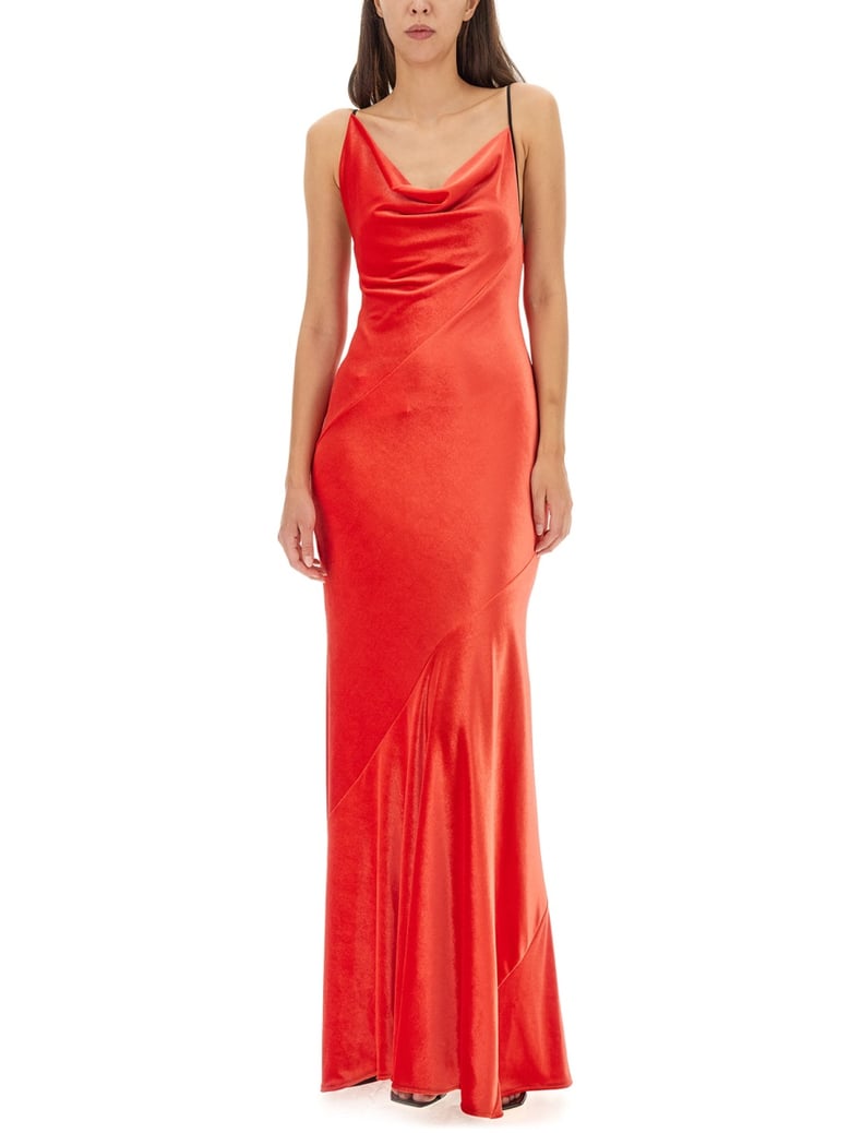 red long dress with thin straps by Selfnex