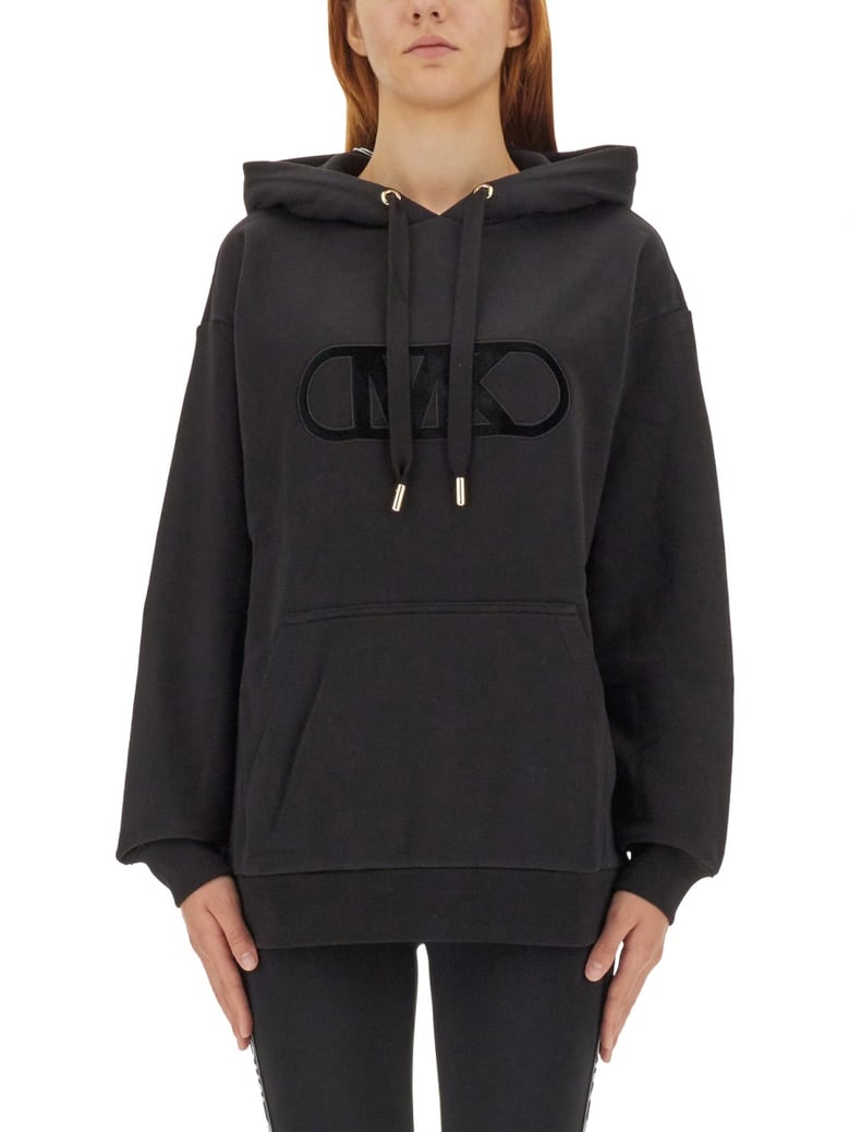 flocked logo sweatshirt by Selfnex