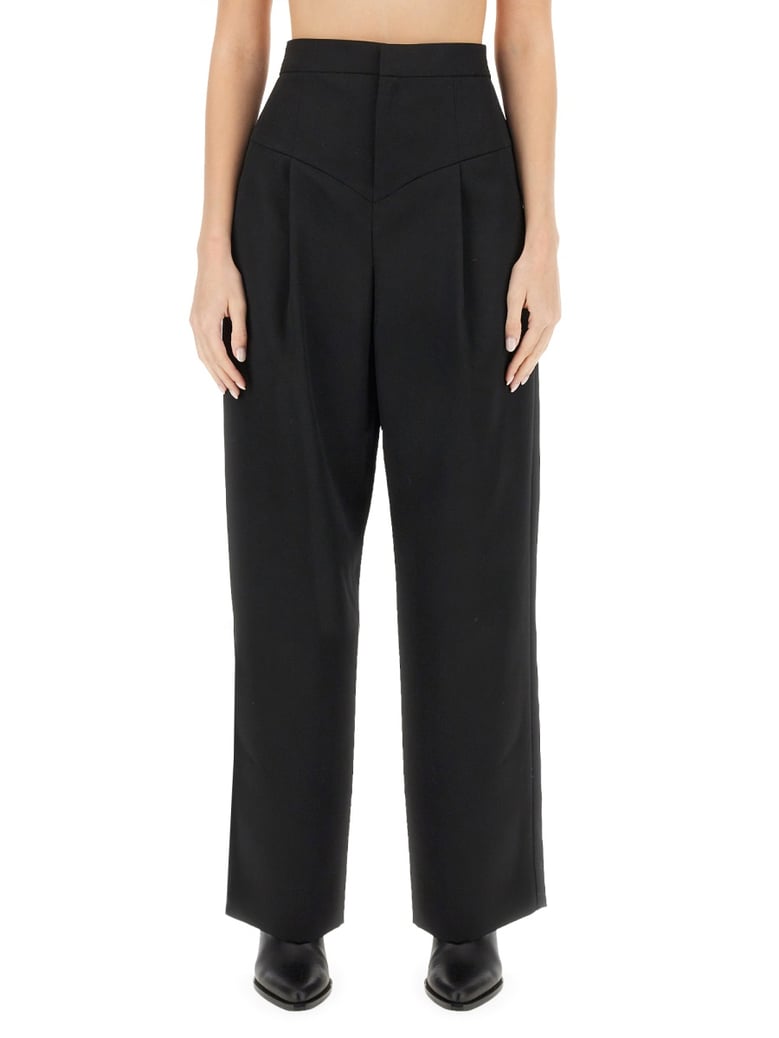 black regular fit wool pants by Selfnex